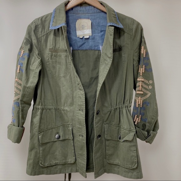 Anthropologie Green Embroidered Utility Jacket, XS - Picture 5 of 9